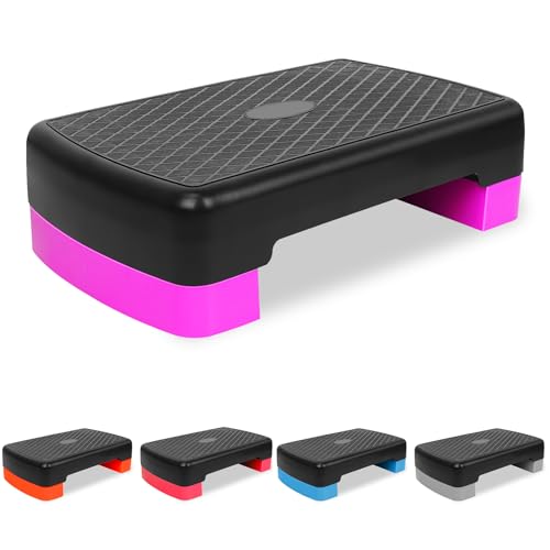 Exercise Workout Aerobic Step Platform Trainer, 18" Aerobic Stepper with 4"-6" Adjustable Height Risers