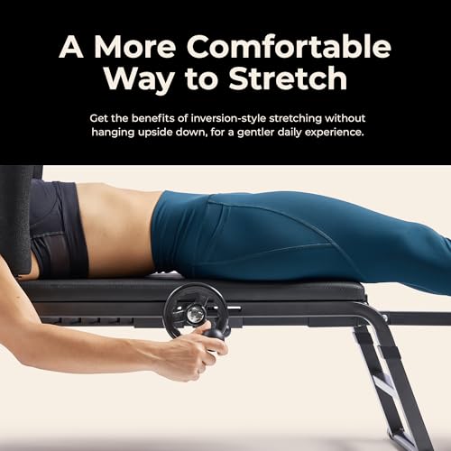 Sunny Health & Fitness No-Hang Traction & Inversion Decompression Table for Back Pain Relief, Adjustable Stretch Bench, 400 LB Capacity - size: 15" Height