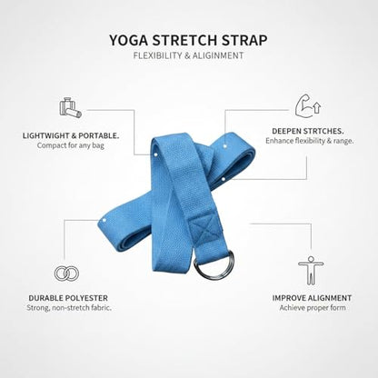 Yoga Stretch Strap, Polyester Exercise Strap for Flexibility Training and Assisted Stretches (1 PC) - color: Blue