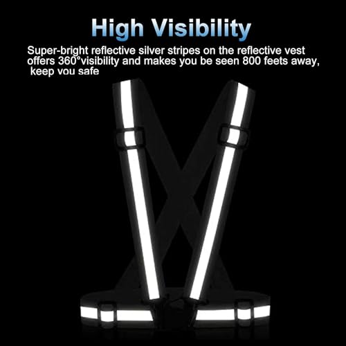 Reflective Vest Running Gear, 2-10Pack High Visible Safety VES - color: Black