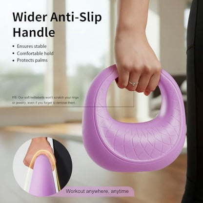 Soft Kettlebell, Kettlebells Anti-Slip Grip with Cushioned Impact-Resistant Base, Strength Training Kettlebells Sets for Home Workouts, Kettlebell for Women/Men/Beginners (6LB/10LB/15LB)