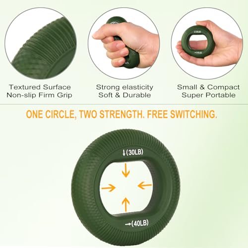 Grip Strength Trainer, Hand Gripper Strengthener 30-80 Lbs. Silicone Trainer Ring, Forearm Finger Hand Exerciser, Perfect for Muscle Training Rehabilitation Rock Climbing Athletes Workout Stress Relief. 3 Pack with 6 Different Resistance Levels.