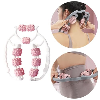 Massage Roller for Legs Foam Roll 15 Wheels Portable Exercise 360 ° Deep Tissue Massage Tool for Gym Physics, Pink - color: Pink