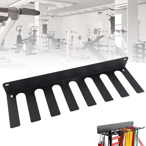 Ejoyous Gym Organizer Rack, 8 Hook Wall Mounted Carbon Steel Storage Hanger 17in/43cm for Exercise Bands Barbell Jump Rope, with Rustproof Powder Coating