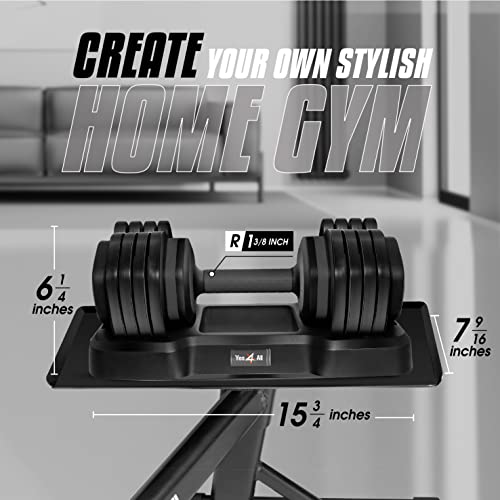 Yes4All 25/55LB Single/Pair Adjustable Dumbbells Weights, 5 in 1 Free Weights Dumbbell with One Second Dial Handle for Different Workout Levels