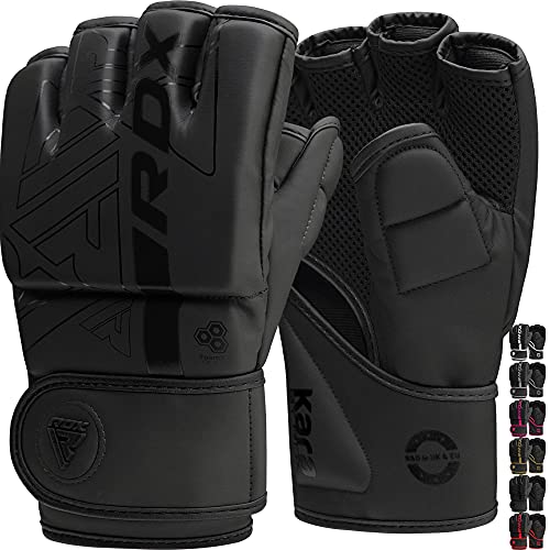 RDX MMA Gloves Grappling Sparring, Pre-Curved Mixed Martial Arts Mitts Men Women Boxing Gloves, Maya Hide Leather Kara Cage Fighting Workout, Combat Sports Training, Muay Thai, Punching Bag Kickboxing - color: Black, size: Small