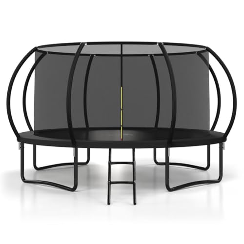 8FT 10FT 12FT 14FT 16FT Outdoor Trampoline with Safety Enclosure Net - color: Black, size: 14 FT
