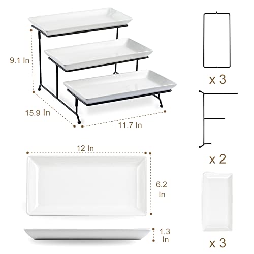 LYEOBOH 3 Tier Serving Tray, Tiered Serving Tray, Platters for Food Display - color: Black, style: 12inch Rectangle platter