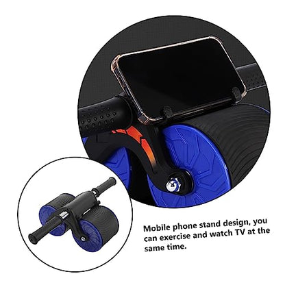 1set Automatic Rebound Abdominal Roller with Knee Pad for Home Fitness Training Dual Wheel Abdominal Exercise Equipment for Strengthening Core Muscles