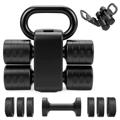 Adjustable 2-in-1 Convertible Kettlebell & Dumbbells - color: Black