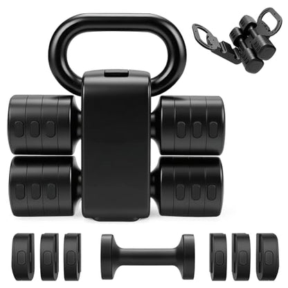 Adjustable 2-in-1 Convertible Kettlebell & Dumbbells - color: Black