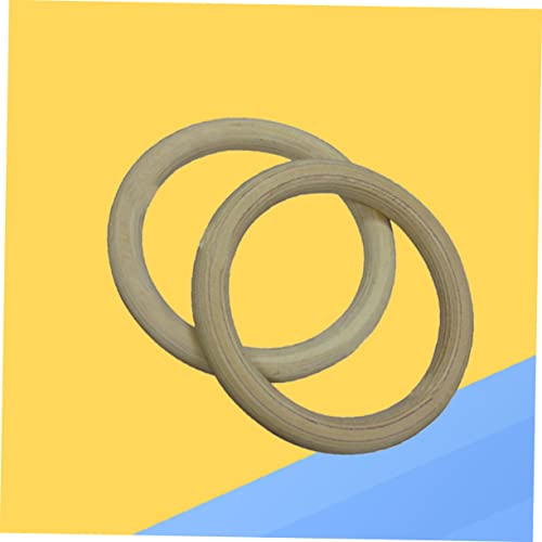 Toyvian Wooden Gymnastic Rings Woven Straps Adjustable Exercise Rings for Bodyweight Training for Home and Outdoor Workouts 28mm Diameter