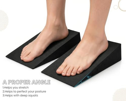 2Pcs Heel Elevated Squat Wedge 12° Incline Workout Wedge for Squats 9.69''x5.94''x2.4'' Foot Wedges for Exercise,Calf Stretching and Physical Therapy
