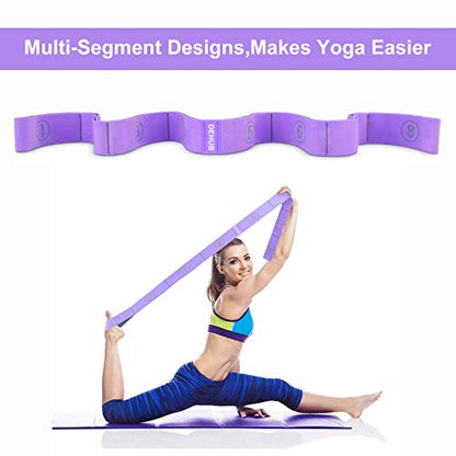 Stretch Strap, Elastic Yoga Stretching Strap, Multi-Loop for Physical Therapy, Pilates, Yoga, Dance & Gymnastics Exercise and Flexible Pilates Stretch Band