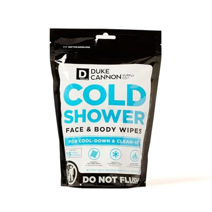 Duke Cannon Cold Shower Cooling Field Towels – Menthol Body Wipes for Men, No Rinse Face & Body Cleansing Wipes, 15 Individually Wrapped Towels (3 Pack) - size: 15 Count (Pack of 3)