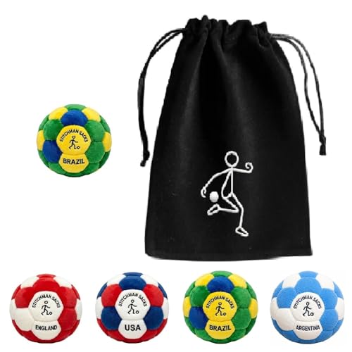 TREBIN Professional Hacky Footbag for Adults, Sand Filled Footbag for Agility Training and Juggling, Footbags for Trick Stalls, Fidget Toy and Stress Relief for All Skill Levels - color: #Pouch, Brazil