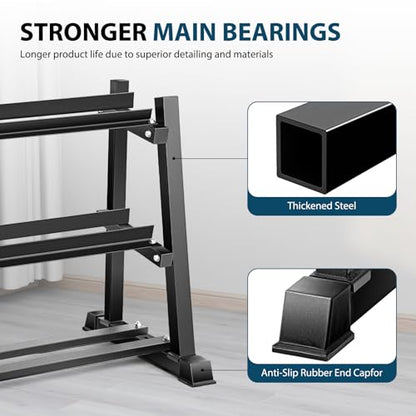 Dumbbell Rack, Bongkim Dumbbell Set with Rack Stand, Dumbbells Weights Rack for Home Gym, Weight Rack for Dumbbells, Kettlebells, and Weight Plates 1100LBS - color: matte black