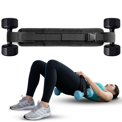 Hip Thrust Belt for Weights - Dumbbell Glute Bridge Exercise Strap Belt - Hipthrust Adjustable Weight Holder Straps for Dumbbells Kettlebells Plates - Home Gym Hip Exercise Workout Trainer