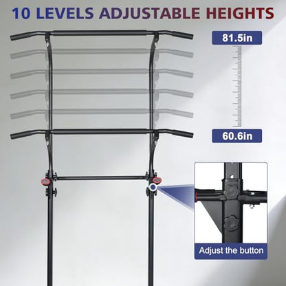 Adjustable Height Dip Bar Station, Multi-function Dip Station Pull Up Bar Full Body Strength Training Workout Fitness Equipment for Tricep Dips, Heavy Duty Dip Station for Home Gym - color: Dip Station