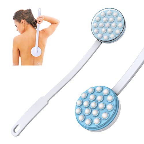 Back Lotion Sunscreen Applicator, Massager by Body Long Self-Handhled Easy Reach for Cream, Shower Gel on Back, Legs and Feet, Shower Bath Brush, Roll-a Dispenser