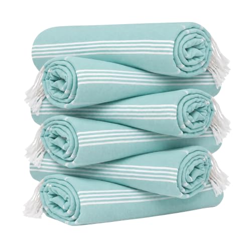 HAVLULAND Turkish Beach Towels, Set of 12, Oversized 72"x40" - Aqua - color: Aquamarine, size: 12 Pack
