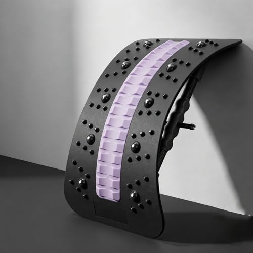 Back Stretcher Device for Lower Back Pain Relief, 3 Level Adjustable Lumbar Board, Back Massager (Black) - color: Black