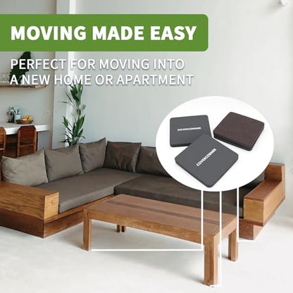 Furniture Sliders for Carpet and Hardwood, 8 PCS 5", Brown - size: Square 8 PCS 5'' Brown