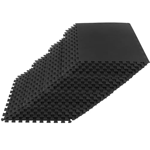 EVA Foam Mat Tiles 24-Pack - 96 SQ FT of Interlocking Padding for Garage, Playroom, or Gym Flooring - Exercise Mat or Baby Playmat by Stalwart (Black) - color: Black