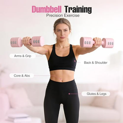 REDCAMP 2-IN-1 Adjustable Dumbbell & Kettlebell Set, 4-Levels Hand Weights (2.2/3.3/4.4/5.5 Lbs Each) Dumbbells Set for Progressive Strength Training, Home Gym Fitness Equipment for Women