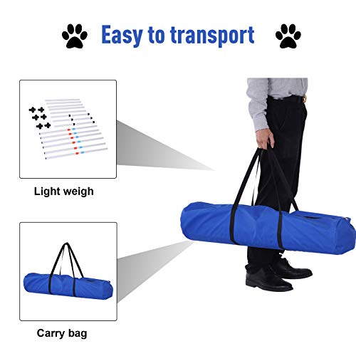 PawHut Adjustable Dog Agility Training Obstacle Set with Weaves Poles and Storage Bag