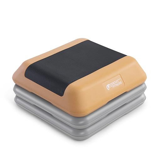 Circuit Fitness by Marcy 16 x 16 inches Adjustable Height Aerobic Step Platform with Adjustable Risers, Non-Slip Rubber Surface, Home Exercise Fitness Training, Multiple Color Options - color: Peach Fuzz - 2 Risers