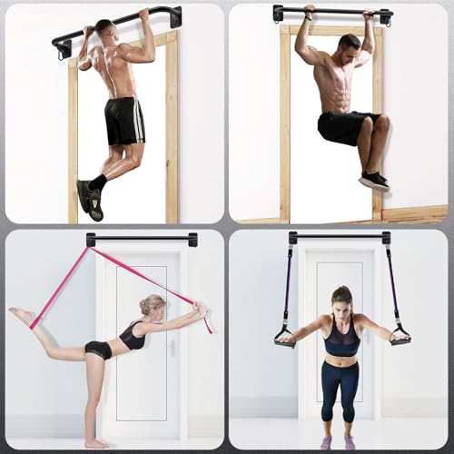 SELEWARE Heavy Duty Welded Pull Up Bar Wall/Joist/Ceiling Mount Chin Up Bar - color: A2: Black 36" Wall Mount Pull Up Bar+Yellow Balls