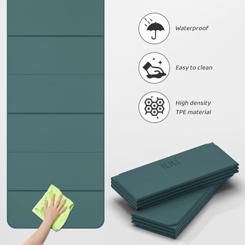 ILILI Foldable Yoga Mat 71 * 24 * 0.3 Inch - color: Dark Green