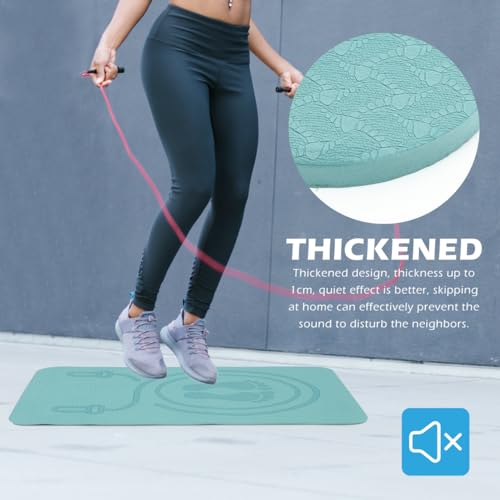 Wakauto Tpe Non-slip Jump Rope Mat Thick Cushioned Portable Workout Pad for Indoor Exercise Shock Absorbing Household Rope Mat with High Elasticity and Floor Protection