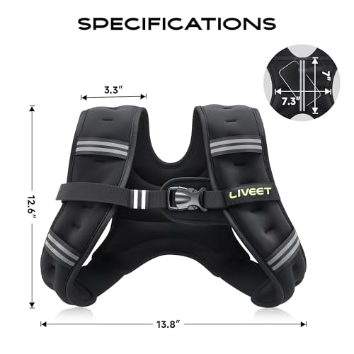 Weighted Vest, Weighted Vest for Women Men, 5lb/10lb/15lb/20lb/25lb/30lb SGS Certified Weight Vest with Pocket Reflective Strips Adjustable Buckle Straps for Walking Running Strength Training Cardio Workout - size: 5lbs
