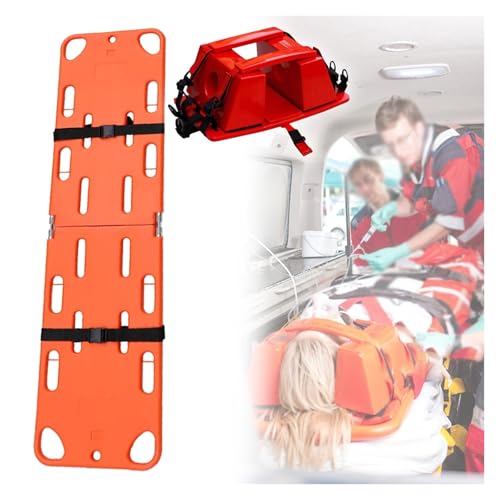 Emerncy Folding Ambulance Stretcher with Head Imlizer & Adjustable Belts - Portable Spine Board Equint for Patient Care & Life-Saving Response, First Aid tial - color: Head Immobilizer+backboard