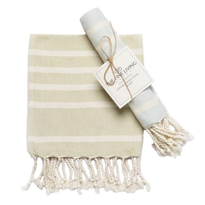 TFLC Turkish Cotton Kitchen & Bath Towels, Set of 2, 40x18”, Green & Blue - color: Green & Blue, size: 40x18" - Set of 2