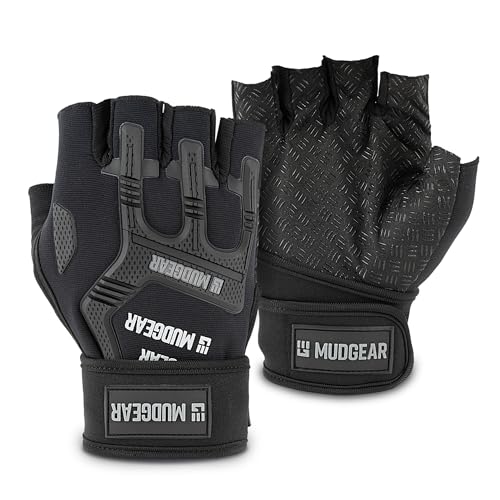 Gloves - Durable Fingerless Workout Gloves with Wrist Support for Obstacle Races and Fitness Training, Improves Grip, Protects Hands, Boosts Performance