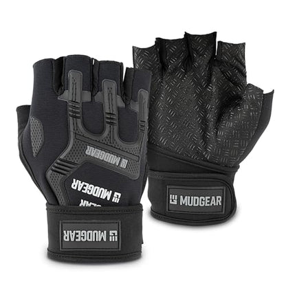 Gloves - Durable Fingerless Workout Gloves with Wrist Support for Obstacle Races and Fitness Training, Improves Grip, Protects Hands, Boosts Performance