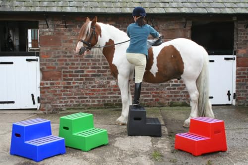 2 Tread Heavy Duty Safety Steps 260KG Capacity Moulded Plastic Industrial Anti Slip Footstep Warehouse Equestrian Platforms (Yellow)