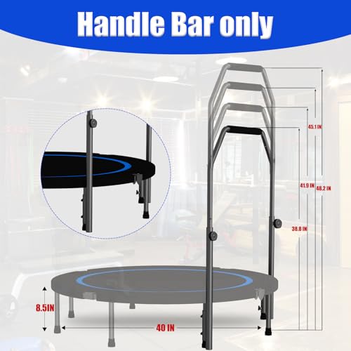 Fitness Rebounder Handle Bar Accessory for 40" Round Mini Trampoline with Foam Handle, Fitness Trampoline Handle Bar Fit for Straight Leg Within 2.5CM/0.98IN Dia (Trampoline Not Included)
