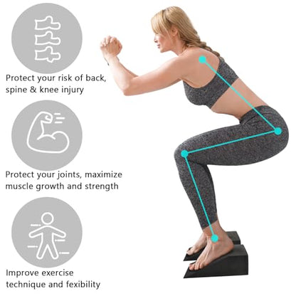 Yesland 2 Pcs Yoga Foam Squat Wedge Blocks, Professional Squat Ramp for Heel Elevated Squat, Lightweight Calf Stretcher Slant Board for Fitness, Squat, Push Up, Weightlifting