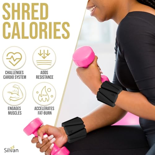 Adjustable Wrist & Ankle Weights for Women & Men, 2 Pieces, 1 lb Each (2 lbs Total), Weighted Bangles for Walking, Running, Yoga, Pilates, Barre, Cardio & Home Workouts - color: black