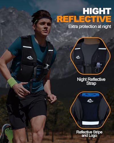 ISEYOU Running Vest for Women Men, Reflective Hydration Vest with Adjustable Waistband & Phone Pocket, Lightweight Breathable Running Water Vest for Jogging Hiking Trail Cycling and Marathon Race - size: Large