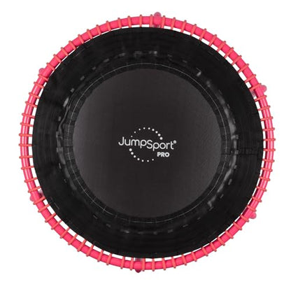 JumpSport 350 PRO 39 Inch Fitness Trampoline Indoor Rebounder Cardio Workout Equipment 300 lb Capacity - color: Pink