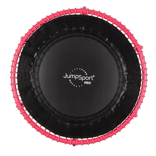JumpSport 350 PRO 39 Inch Fitness Trampoline Indoor Rebounder Cardio Workout Equipment 300 lb Capacity - color: Pink