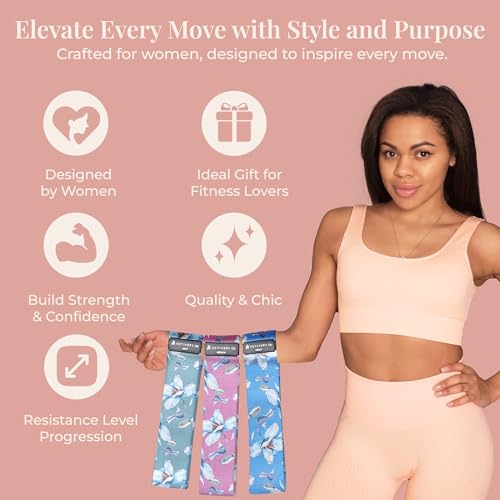 Fabric Resistance Bands for Women – Non-Slip Fitness Tool for Glutes, Legs & Full-Body Training – Ideal for Toning & Recovery – Includes Workout Guide & Travel Bag – 3 Pack
