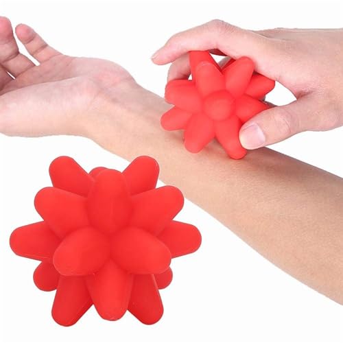 Massage Ball Silicone,Spiky Massage Ball for Trigger Point Massage, Deep Tissue Tai Chi Ball for Myofascial Release Acupoint Stimulation Exercise Recovery(Red)