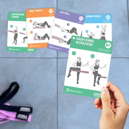 Workout Cards - Instructional Fitness Deck for Booty Band Workouts, Beginner Fitness Guide for Resistance Band Training Exercises at Home. Includes Workout Routines.