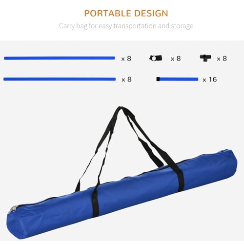 4-Piece Dog Agility Jump Set with Adjustable Height Bars for Training and Exercise, Blue ABS Hurdles with Carry Bag